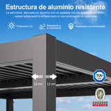 Patioslife Atlantic Pérgola de Aluminio con Lamas Ajustables y Luces LED