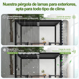 Patioslife Atlantic Pérgola de Aluminio con Lamas Ajustables y Luces LED